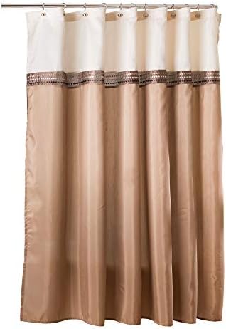 Lush Decor Terra Shower Curtain Single 72" W x 72" L Beige & Ivory - Fabric Shower Curtains for Bathroom - Neutral Bathroom Curtain - Modern Glam Décor
