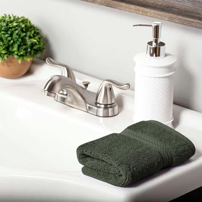 Superior Egyptian Cotton Plush Absorbent, Face Towel Set of 6, Forest Green