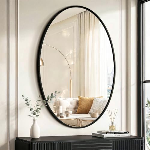 Black Oval Bathroom Mirror for Wall, 26"x38" Bathroom Vanity Mirror