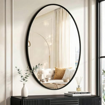 Black Oval Bathroom Mirror for Wall, 26"x38" Bathroom Vanity Mirror