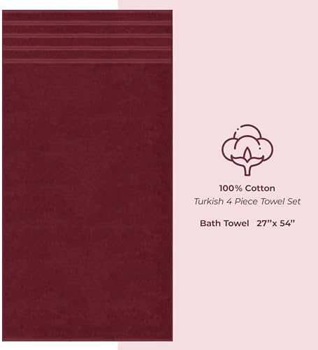 American Soft Linen 100% Cotton Luxury Turkish Towels, 4 PC Bath Towel Set