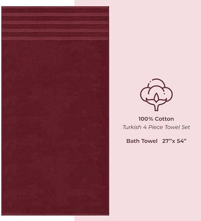 American Soft Linen 100% Cotton Luxury Turkish Towels, 4 PC Bath Towel Set