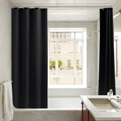 Nasitos Fabric Shower Curtain Liners with Magnets 2 Pcs 36X72 Inch Black