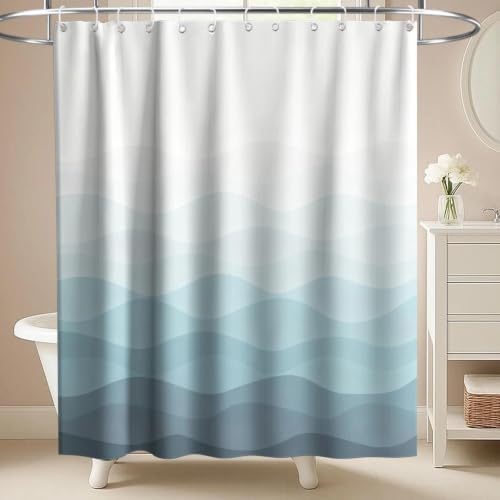 Luxury Modern Ocean Shower Curtain Aesthetic Funky Cute Striped Abstract