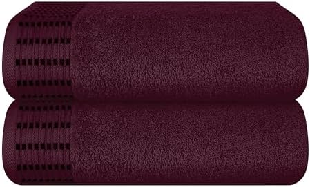 BELIZZI HOME Cotton 2 Pack Oversized Bath Towel Set 28x55 inches, Large Bath Towels, Ultra Absorbant Compact Quickdry & Lightweight Towel, Ideal for Gym Travel Camp Pool - Burgundy