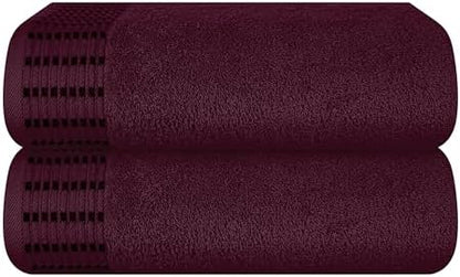 BELIZZI HOME Cotton 2 Pack Oversized Bath Towel Set 28x55 inches, Large Bath Towels, Ultra Absorbant Compact Quickdry & Lightweight Towel, Ideal for Gym Travel Camp Pool - Burgundy