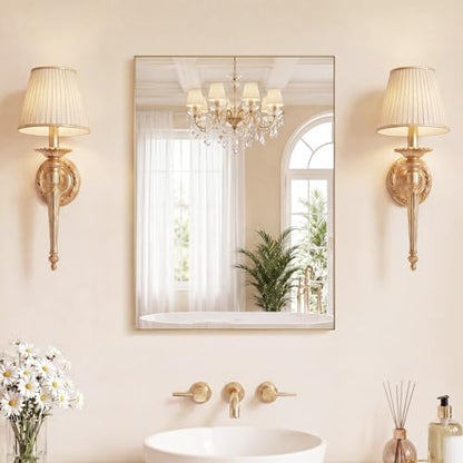 NEWBULIG 22"x30" Wall Mirror, Bathroom Mirrors for Over Sink, Gold