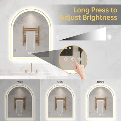 24"x30" Arched LED Lighted Bathroom Mirror with Lights