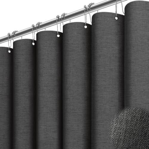 BTTN Stall Linen Textured Waterproof Shower Curtain, 36x72, Charcoal Grey