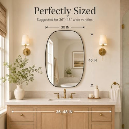 USHOWER Black Oval Bathroom Mirror 30x40 Inch