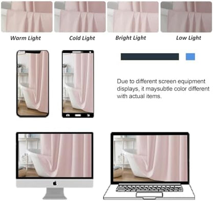OWENIE Pink Shower Curtain for Bathroom 84 Inches Eatra Long, Elegant 3D Embossed Textured Cloth Waffle Shower Curtain, Modern Luxury Hotel Style, Water Repellent, Machine Washable, 72X84, Pink