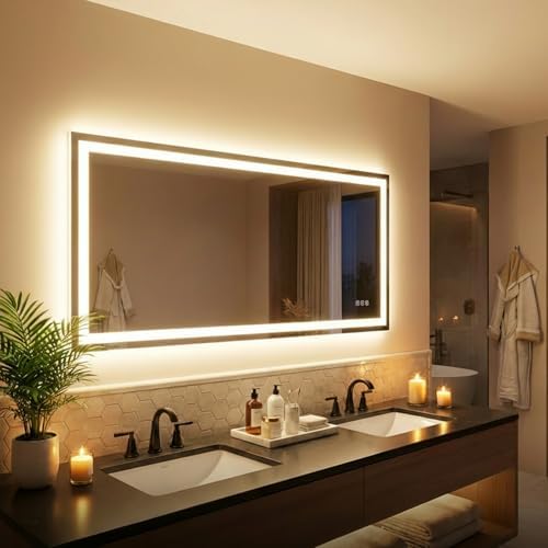 60"x 36" LED Bathroom Mirror with Lights, Backlit + Front Lit Vanity Mirror