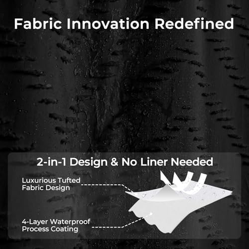 Black Boho Fabric Shower Curtain 72 x 78 Inches