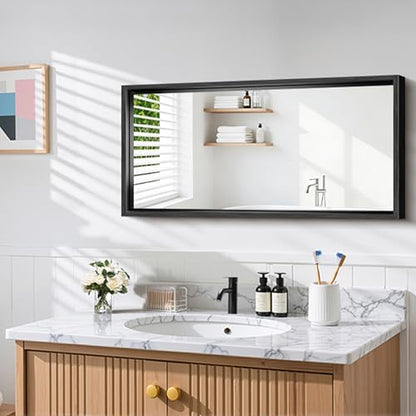 CIRCUMI 20"x40" Brushed Black Bathroom Mirror, Rectangular Vanity Mirror