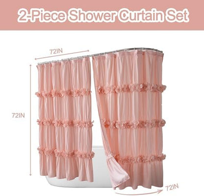 Homechoice Decor 2-Piece Peach Shower Curtain, 72" W x 72" H x 2 Panels