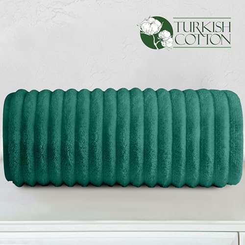 Elegant Comfort 100% Turkish Cotton Corduroy Ribbed Luxury Jumbo Bath Towel Ultra Soft - 35 x 70 Inch - Luxury Spa Premium Hotel Quality Highly Absorbent and Quick Dry Large Bath Towel, Turquoise