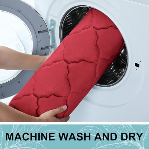 OLANLY Memory Foam Bath Mat Rug 30x20, Ultra Soft Bathroom Rugs, Red