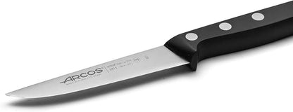 Arcos Vegatable Knife 4 Inch Stainless Steel. Professional Vegetable Knife for Peeling Fruits and Vegetables. Ergonomic Polyoxymethylene Handle and 100 mm Blade. Series Universal. Color Black.