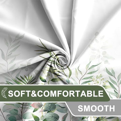 AWERT Shower Curtain Plants for Bathroom,Waterproof Quick-Drying Green Leaves Shower Curtain Set with Hooks 72x84 Inch