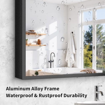 Koonmi Black Bathroom Mirror for Over Sink,Metal Framed 30"x71" Wall Mirror