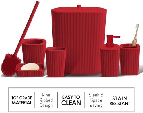 Clara Clark Bathroom Set - Christmas Bathroom Accessories Set, 14PC Bathroom Accessory Set, Christmas Bathroom Sets with Bathroom Rugs, Adhesive Corner Shower Caddy Hanging, Toilet Brush & Trash Can