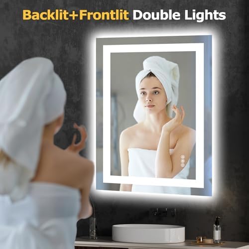 Hivone 24"X32" LED Bathroom Mirror with Lights, UL Listed