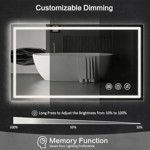 55"x 36" LED Bathroom Mirror with Lights, Backlit & Front Lit Vanity Mirror