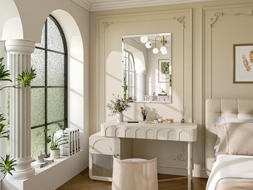 Frameless Bathroom Mirror, 18" x 26" Beveled Wall Mirror
