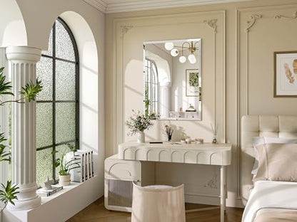 Frameless Bathroom Mirror, 18" x 26" Beveled Wall Mirror