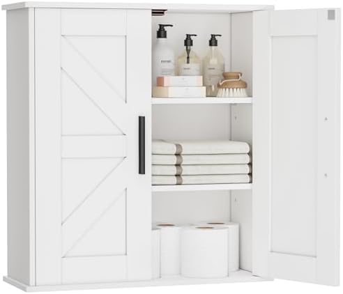 Homleke Bathroom Wall Cabinet, Medicine Cabinet with Adjustable Shelves