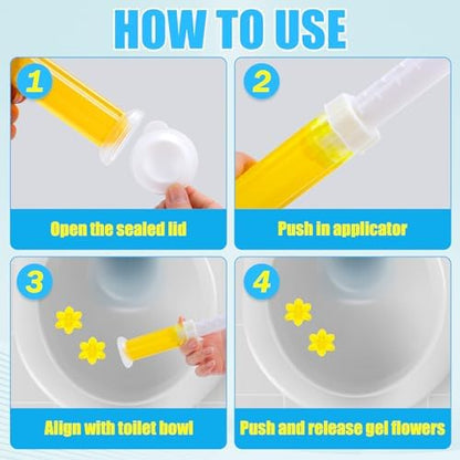 4 Pack Toilet Gel Stamp, 48 Stamps, Flowers Shaped,Toilet Bowl Cleaners