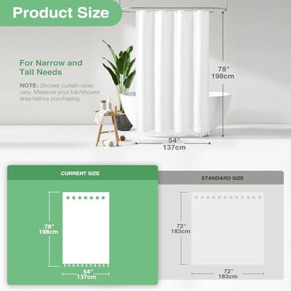 Dynamene Stall Boho Farmhouse Shower Curtain Tufted Chevron 54"x78" White
