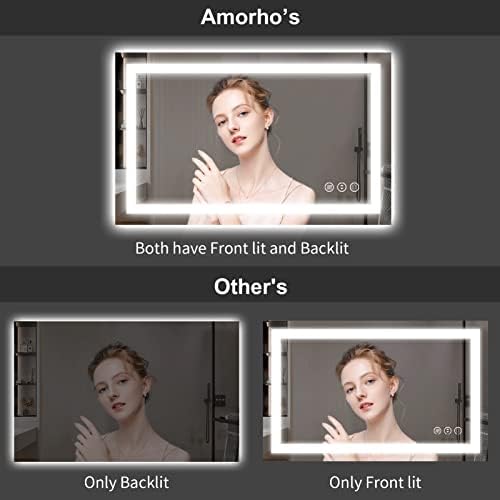 Amorho LED Bathroom Mirror, 55"X30" with Front Light and Backlit