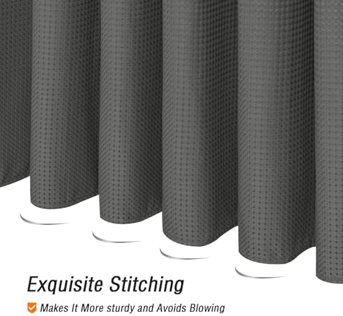 Gibelle Charcoal Grey Cloth-Textured Shower Curtain, Hotel Style, 72 X 72