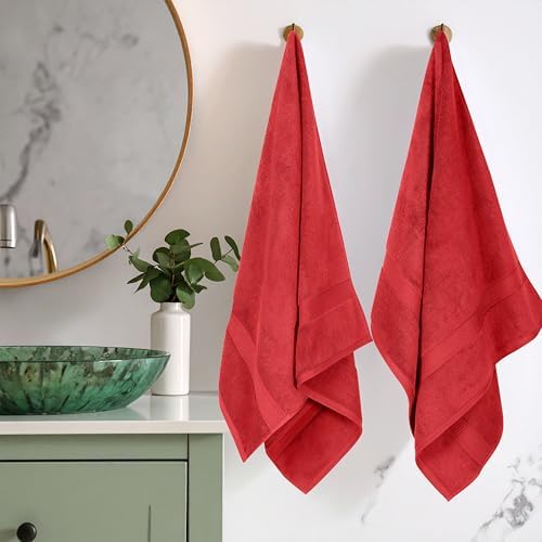 SUPERIOR Egyptian Cotton Plush & Absorbent, Bath Towel Set of 2, Red