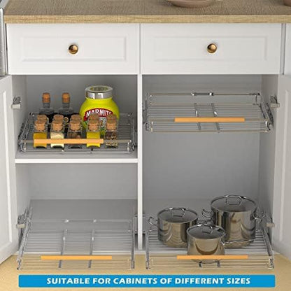 Pull Out Drawer Cabinet Organizer, Expandable Slide Out Storage Shelves - Heavy Duty, Durable and Smooth Slide-Out, 23" x 40" Wide x 22.5" Deep, 1 Pack