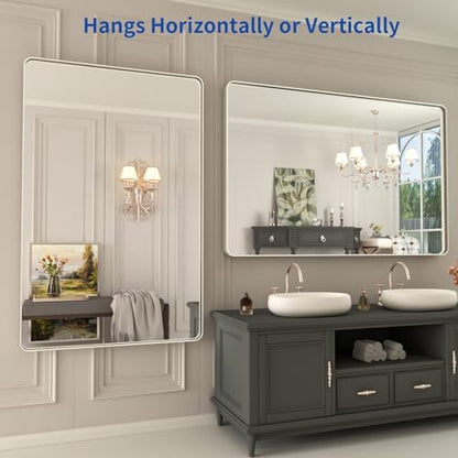 WEER Brushed Nickel Bathroom Vanity Mirror 48X30 Inch