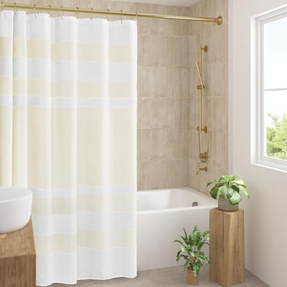 Madison Park Spa Waffle Shower Curtain for Bathroom, 72 x 72, Cream