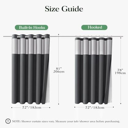 Dynamene Charcoal Grey Hook Free Waffle Shower Curtain & Snap Liner,72x81