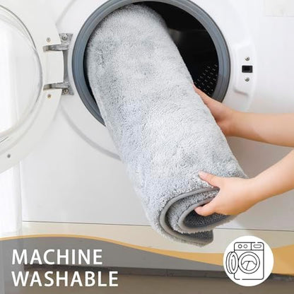 MINIDEAR Bathroom Rugs 47x24 Light Gray - Thick Memory Foam Bath Mat, Ultra Soft & Plush Fluffy, Non-Slip, Quick Dry, Absorbent Washable Floor Microfiber Mat for Tub, Home Decor Accessories