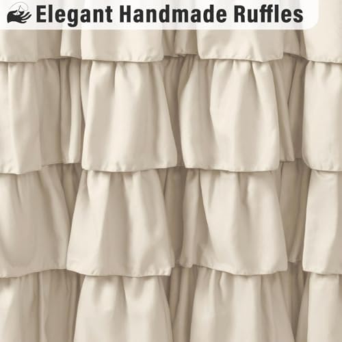 Seasonwood Beige Ruffle Shower Curtain Neutral Shower Curtain 72 x 78