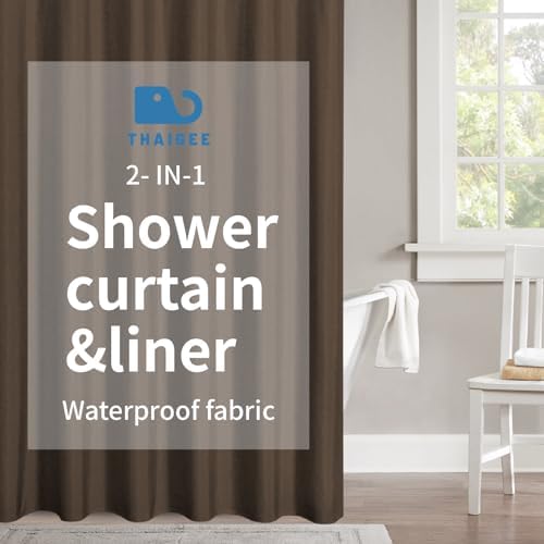 Waterproof Fabric Shower Curtain,No Liner Needed,72x72,Brown