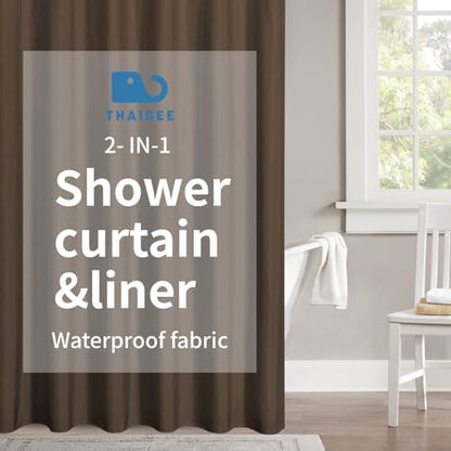 Waterproof Fabric Shower Curtain,No Liner Needed,72x72,Brown