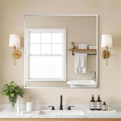 FICTOR Bathroom Vanity Mirror for Over Sink, 30" x 30", Silver