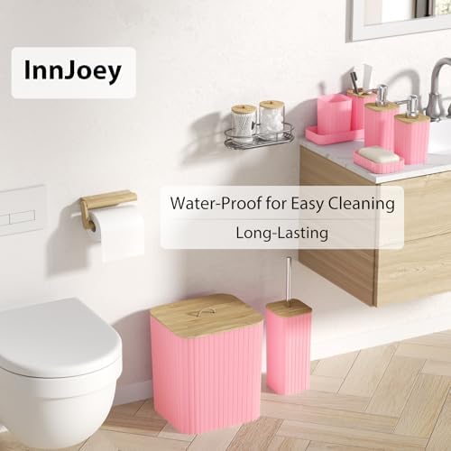 Bathroom Accessories Set - 10PC Bathroom Set, Pink Bathroom Set, Bathroom Accessories Set, Toilet Brush, Bathroom Trash Can & Soap Dispenser