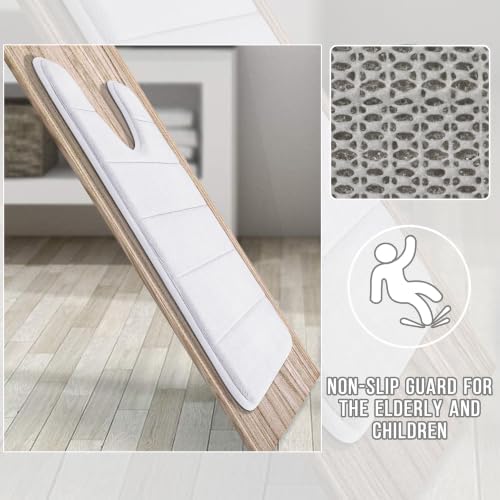 Yimobra Memory Foam Toilet Bath Mat U-Shaped, Soft and Comfortable, Super Water Absorption, Non-Slip, Thick, Machine Wash and Easier to Dry for Bathroom Commode Contour Rug, 24 X 20 Inches, White