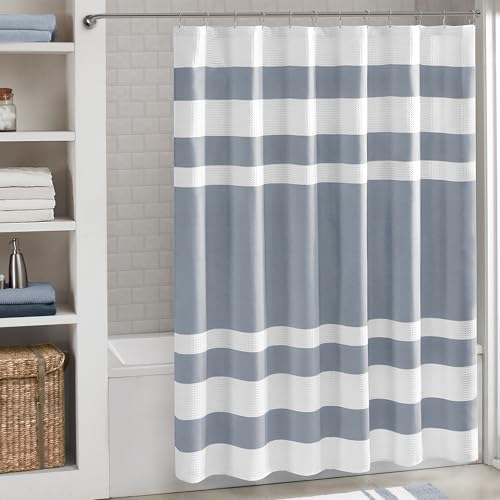 Madison Park Spa Waffle Extra Wide Shower Curtain, 108 x 72, Indigo Blue