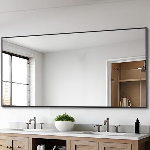 DESBING Black Bathroom Mirror for Wall, 30x60 Inch Rectangle Mirrors with Metal Frame, Modern Vanity Wall Mirror Decor for Entryway Hangs, Bathroom Living Room Horizontal or Vertical