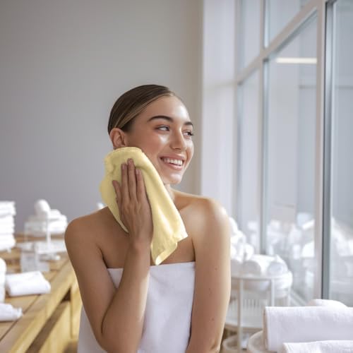Towel and Linen Mart 100% Cotton - Wash Cloth Set - Flannel Face Cloths, Highly Absorbent and Soft Feel Fingertip Towels (Ivory, Pack of 12)