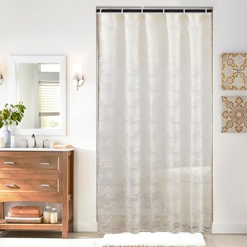 TUDECO Ivory Lace Stall Shower Curtains for Narrow Bathroom, 36''W x 72''L